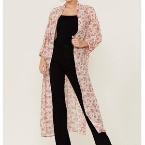 Boho Floral Kimono Duster‎ / Cover Up with Elastic Cuffs